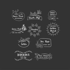 Vector set of handdrawn floral logos.