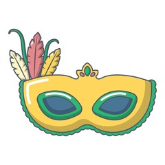 Carnival mask icon, cartoon style