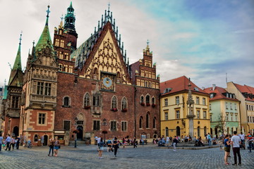 Obraz premium Wroclaw, Altstadt mit Rathaus