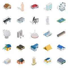 Storehouse icons set, isometric style