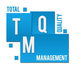 TQM - Total Quality Management Blue Squares Text 