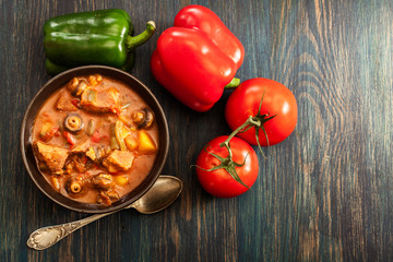 Stew soup with meat potatoes
