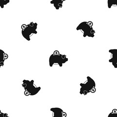 Pig money box pattern seamless black