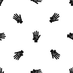 Parent and child hands together pattern seamless black