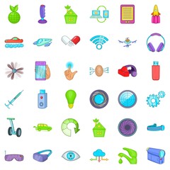 Cyber icons set, cartoon style