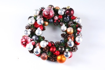 Christmas composition with gift box and decorations