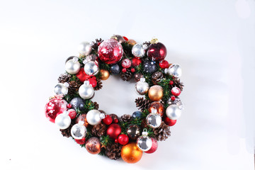 Christmas composition with gift box and decorations