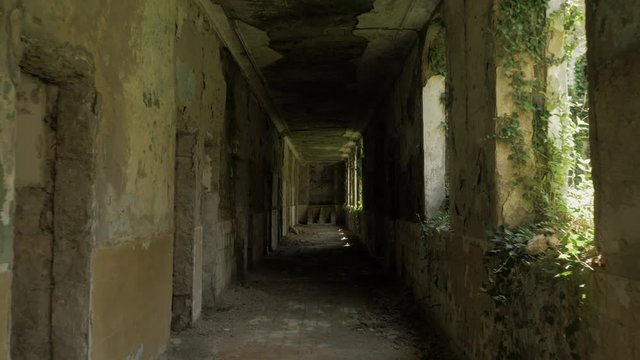 Walking in the abandoned building in Tskaltubo, Georgia