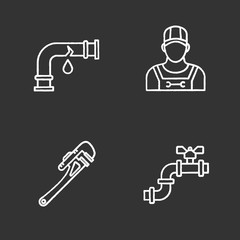 Plumbing chalk icons set