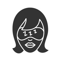 Woman with sleeping mask glyph icon