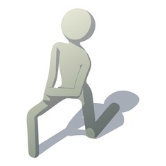 Stick man in lunge icon, isometric style
