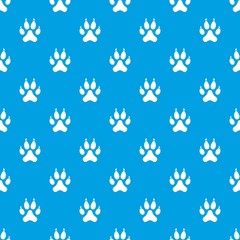 Fototapeta na wymiar Cat paw pattern seamless blue