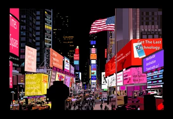 Gordijnen Times Square bij nacht © Isaxar