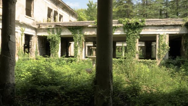 Walking in the abandoned building in Tskaltubo, Georgia