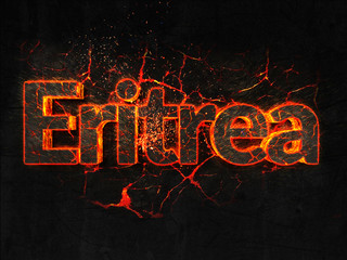 Eritrea Fire text flame burning hot lava explosion background.
