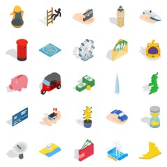 Automation management icons set, isometric style