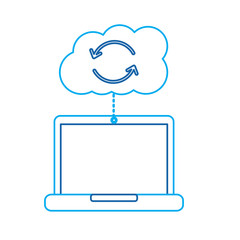 cloud laptop data connection binary hosting information vector illustration