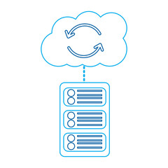 server with cloud storage web hosting icon image vector illustration design  blue line