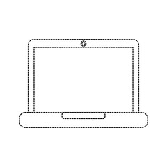 laptop computer icon image vector illustration design  black dotted line