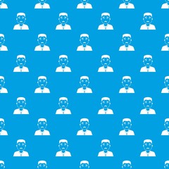 Asian man pattern seamless blue