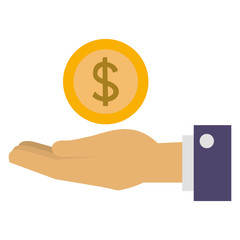 hand with coin money vector illustration design