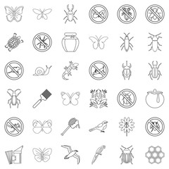 Rodent icons set, outline style