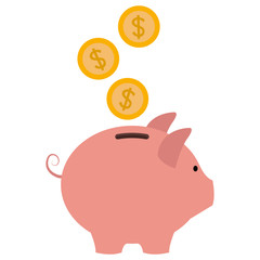 piggy savings with coins vector illustration design