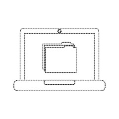 Fototapeta premium file folder on laptop screen icon image vector illustration design black dotted line