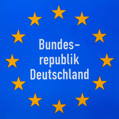 Border sign Germany at road