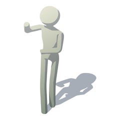 Stick man talking icon, isometric style