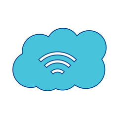 wifi signal on cloud icon image vector illustration design  grey and blue