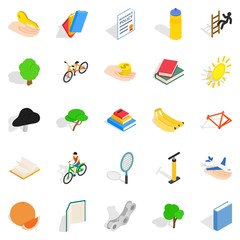 Stamina icons set, isometric style