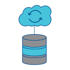web hosting server with internet cloud storage computing network connection sign vector illustration