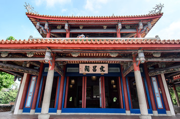 Tainan, Taiwan - November 20,2017: Wen-Chang Temples in 

Chikan Tower(With Chinese Name "Wenchang Pavilion" in the Front) in Taiwan Tainan.