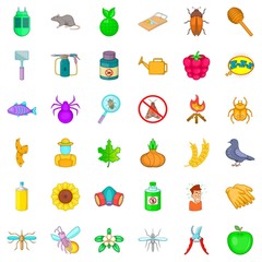 Nature icons set, cartoon style