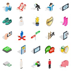 Personage icons set, isometric style
