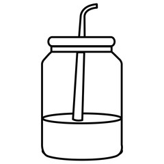 mason jar with beverage vector illustration design