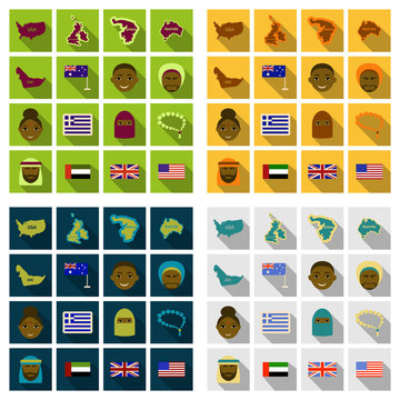 Flat Round Icons of All World Flags. Ultimate Vector Collection.