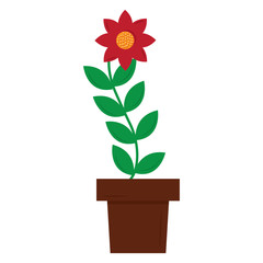 potted flower leaves plant natural decoration vector illustration