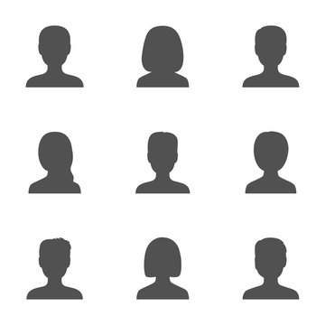 Set of default avatar icons, vector illustration