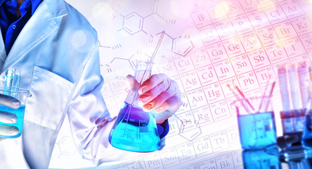 Representation of chemical sciences teaching concept with lights