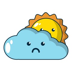 Sun and cloud icon, cartoon style