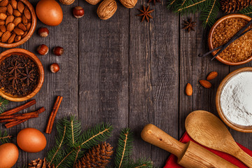 Ingredients for cooking Christmas baking.