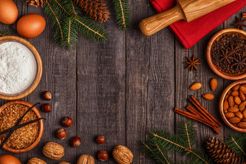 Ingredients for cooking Christmas baking.