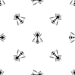 Bee pattern seamless black