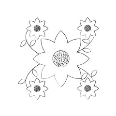 flowers leaves arrangement decoration festive design vector illustration