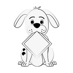 Dog with roadsign cartoon