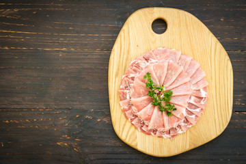 Fototapeta na wymiar Raw pork meat slice