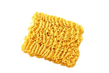 Top view of instant noodles, isolated on white background