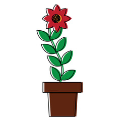 flower in pot icon image vector illustration design 